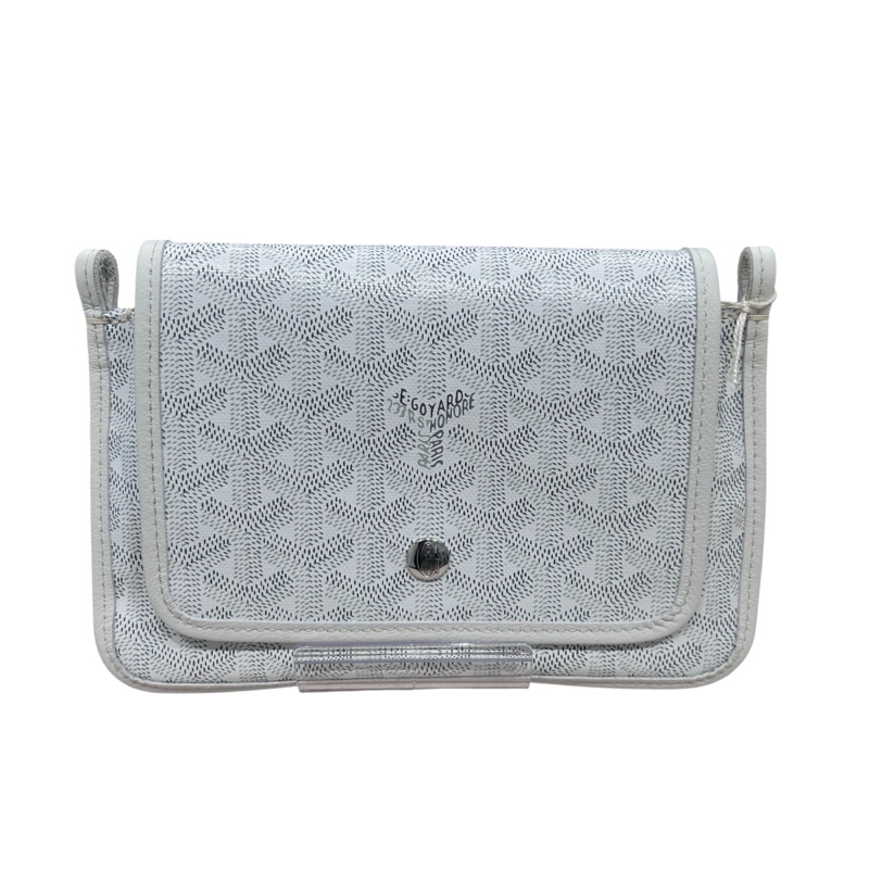 GOYARD 戈雅 翻蓋包 手拿肩背包 塗層帆布 白色 銀扣-1