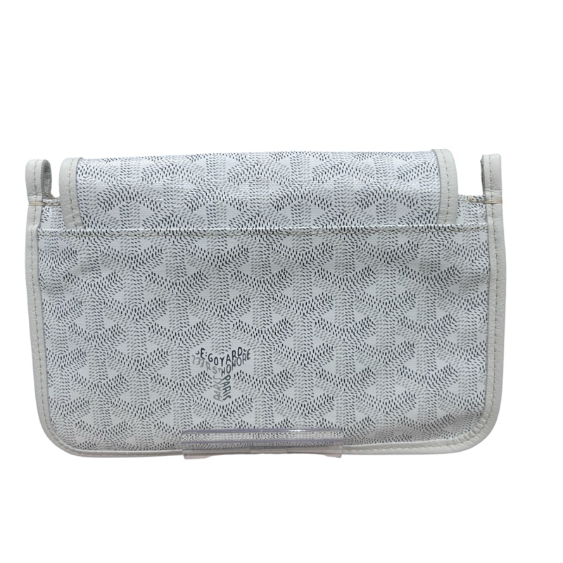 GOYARD 戈雅 翻蓋包 手拿肩背包 塗層帆布 白色 銀扣-2