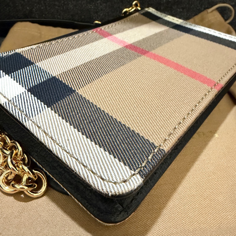 BURBERRY 正品 80379211 拼色格紋 WOC 斜背包 小方包-11