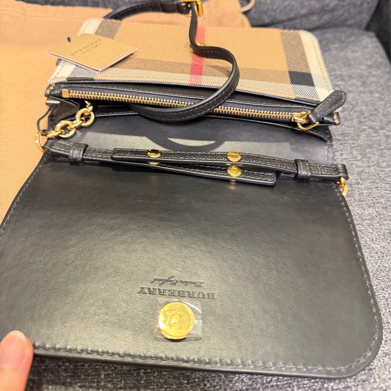BURBERRY 正品 80379211 拼色格紋 WOC 斜背包 小方包-13
