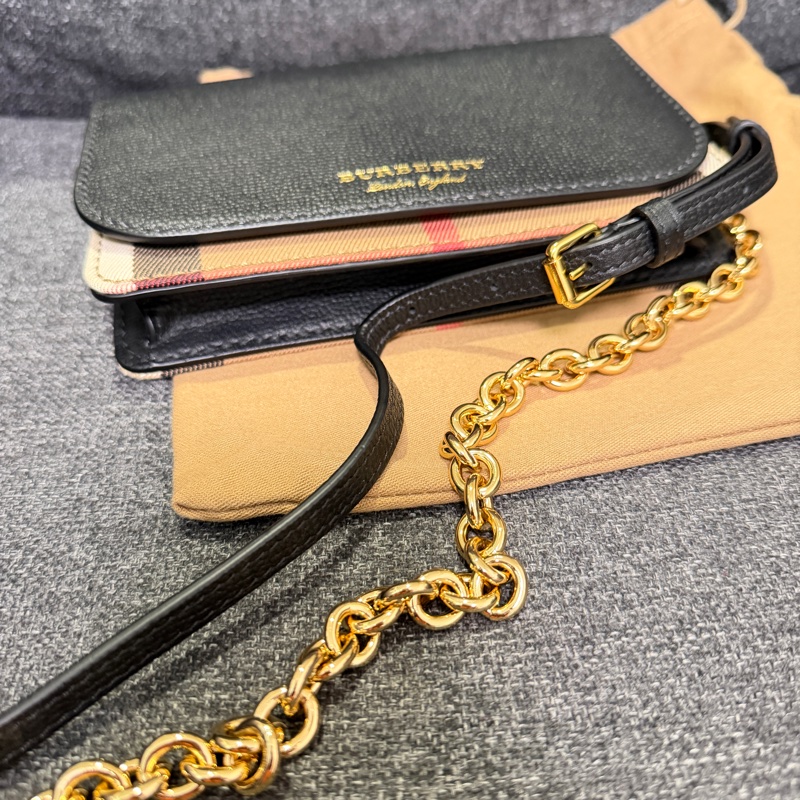 BURBERRY 正品 80379211 拼色格紋 WOC 斜背包 小方包-17