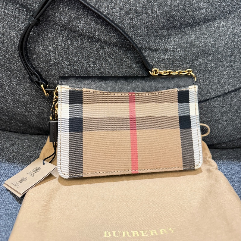 BURBERRY 正品 80379211 拼色格紋 WOC 斜背包 小方包-18