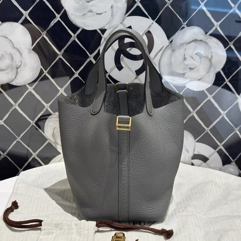 99新Hermes Picotin 菜籃子18 積雨雲灰 U刻-0