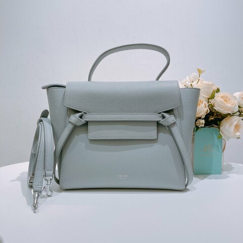 TW4482 Celine賽琳 鯰魚包 霧霾藍色 牛皮Belt Bag Nano Calfskin