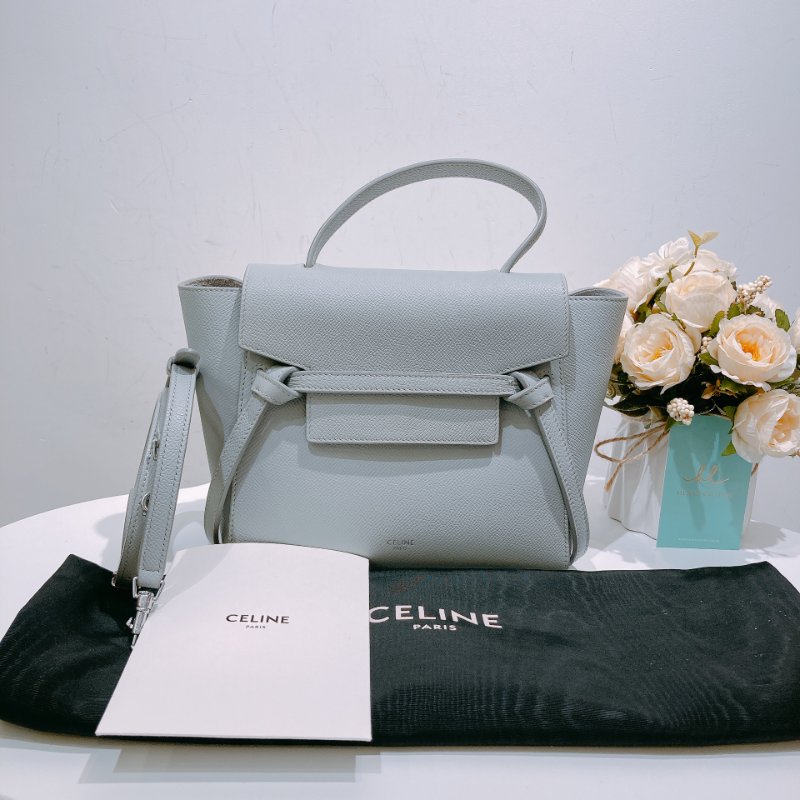 TW4482 Celine賽琳 鯰魚包 霧霾藍色 牛皮Belt Bag Nano Calfskin-15