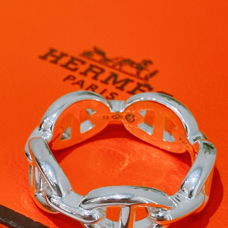TK1825 HERMES 愛馬仕經典豬鼻純銀戒指CHAINE D'ANCRE ENCHAINEE RING SIZE 53 SLIVER 925-4