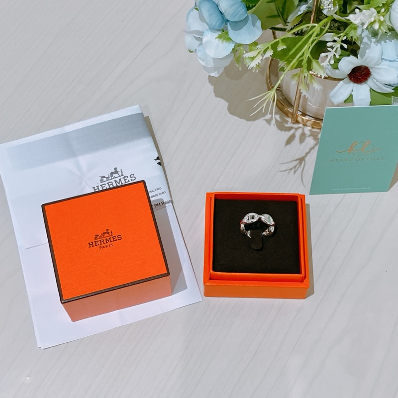 TK1825 HERMES 愛馬仕經典豬鼻純銀戒指CHAINE D'ANCRE ENCHAINEE RING SIZE 53 SLIVER 925-8
