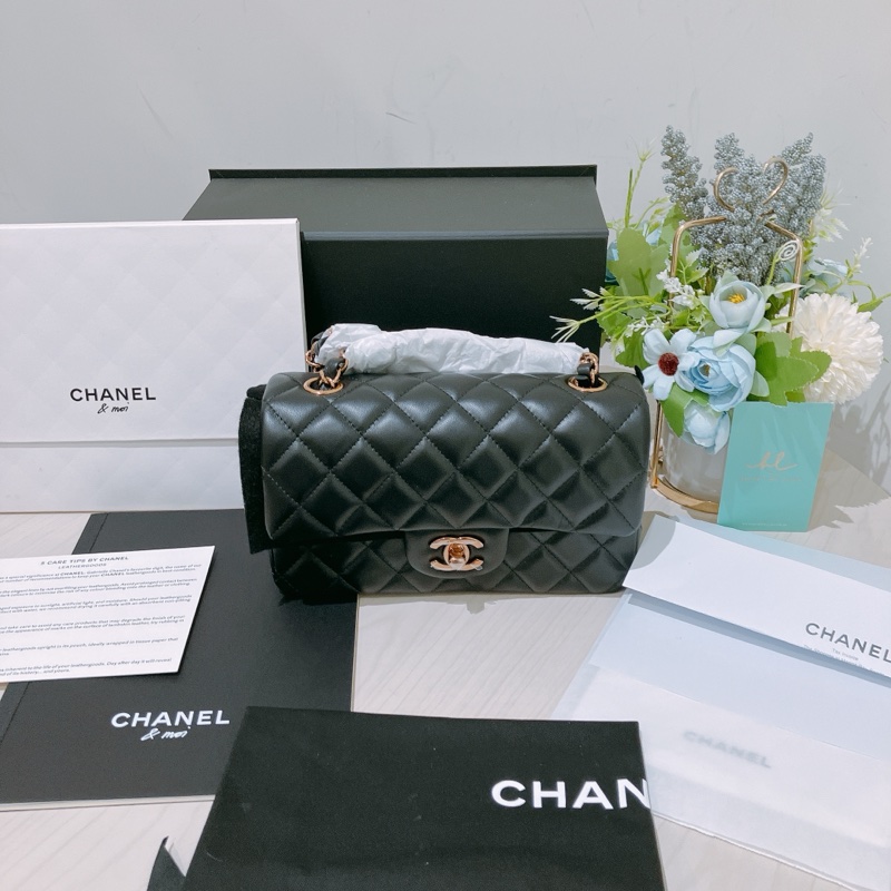 TK1827 CHANEL 香奈兒經典翻蓋式小號玫瑰金扣鍊帶包包CLASSIC FLAP 20CM CHAIN BAG LAMBSKIN-10