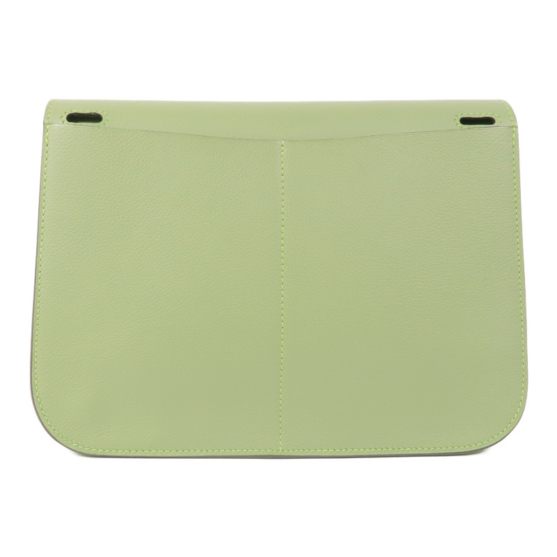HERMES Evercolor皮革Halzan 25銀扣手挽肩背兩用袋Vert Criquet-1