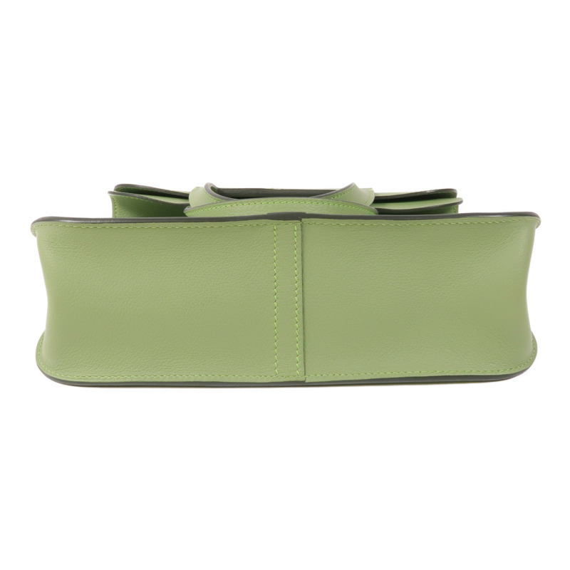 HERMES Evercolor皮革Halzan 25銀扣手挽肩背兩用袋Vert Criquet-3