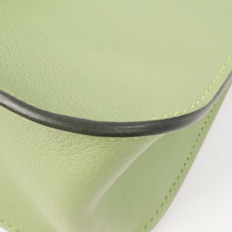HERMES Evercolor皮革Halzan 25銀扣手挽肩背兩用袋Vert Criquet-5
