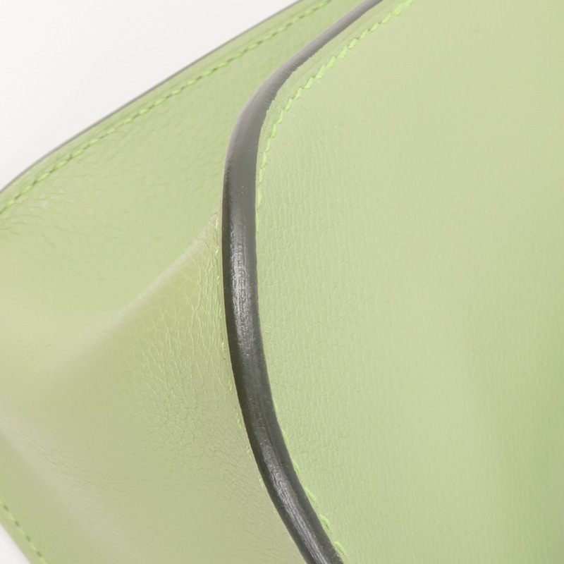 HERMES Evercolor皮革Halzan 25銀扣手挽肩背兩用袋Vert Criquet-6
