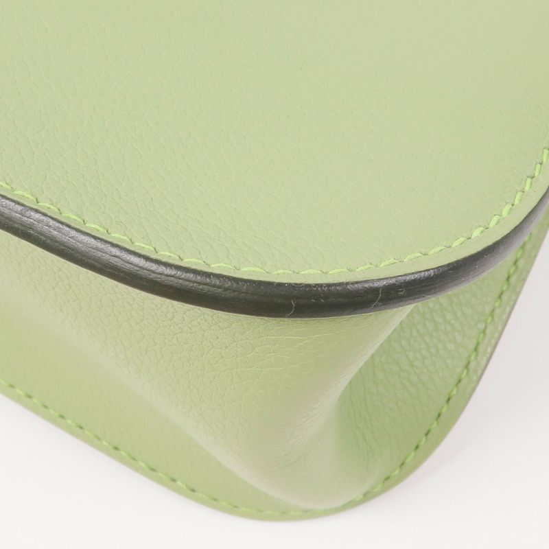 HERMES Evercolor皮革Halzan 25銀扣手挽肩背兩用袋Vert Criquet-7