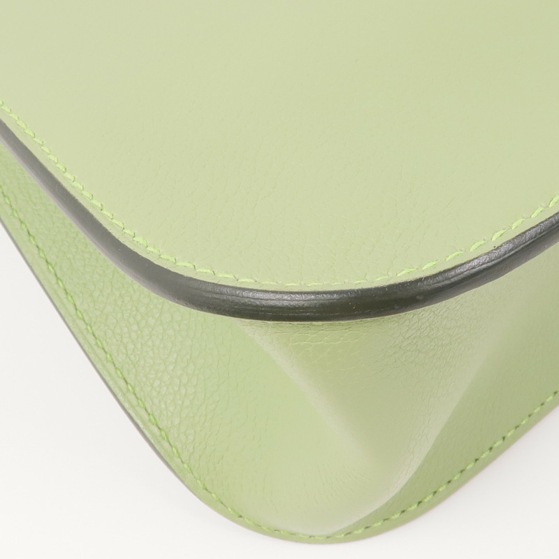 HERMES Evercolor皮革Halzan 25銀扣手挽肩背兩用袋Vert Criquet-8
