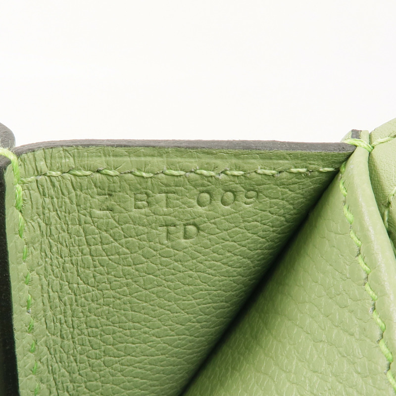 HERMES Evercolor皮革Halzan 25銀扣手挽肩背兩用袋Vert Criquet-12