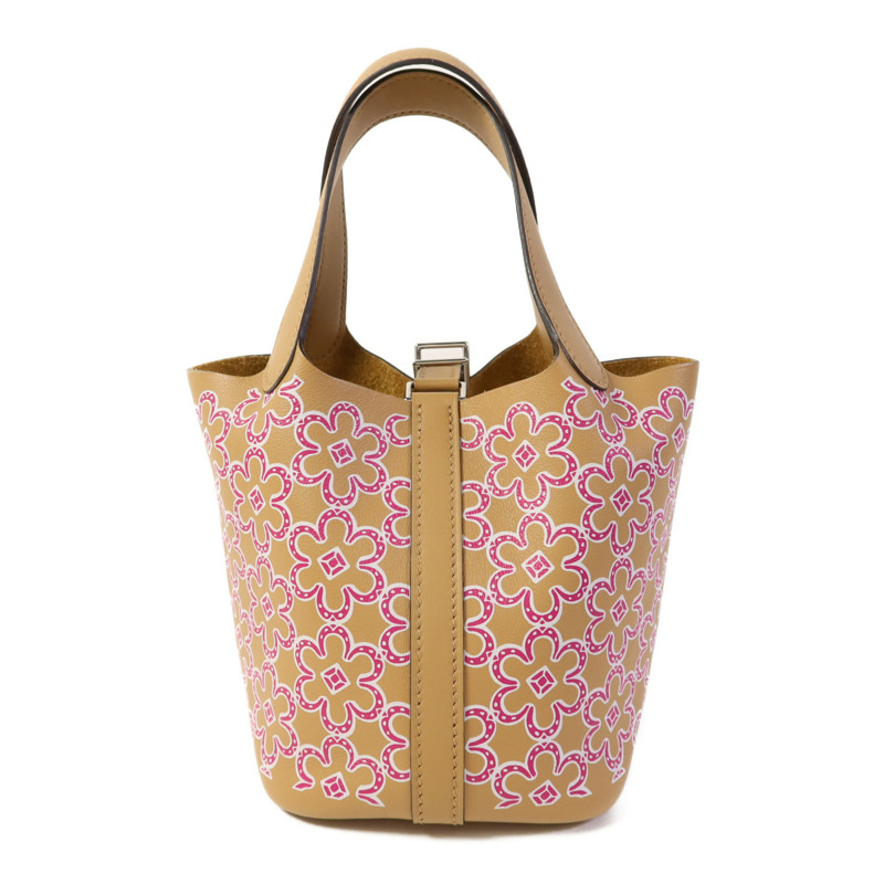 HERMES Swift皮革Picotin Lucky Daisy銀扣手挽袋Chai-1