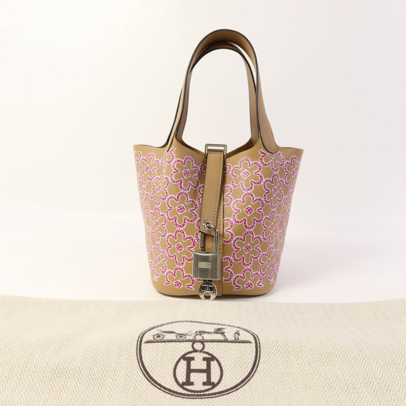 HERMES Swift皮革Picotin Lucky Daisy銀扣手挽袋Chai-12