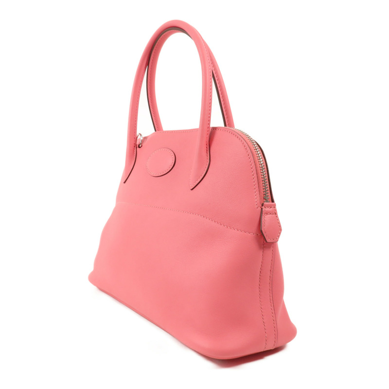 HERMES Swift皮革Bolide 27銀扣手挽肩背兩用袋Rose Azalee-2