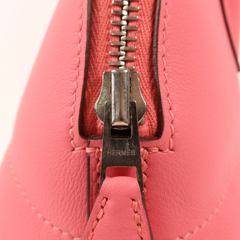 HERMES Swift皮革Bolide 27銀扣手挽肩背兩用袋Rose Azalee-9