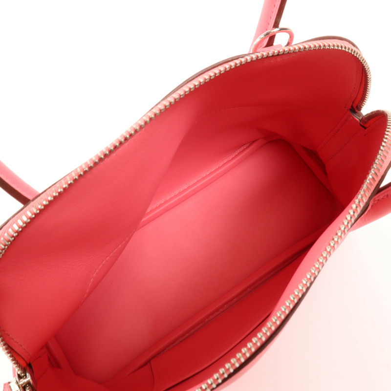 HERMES Swift皮革Bolide 27銀扣手挽肩背兩用袋Rose Azalee-10