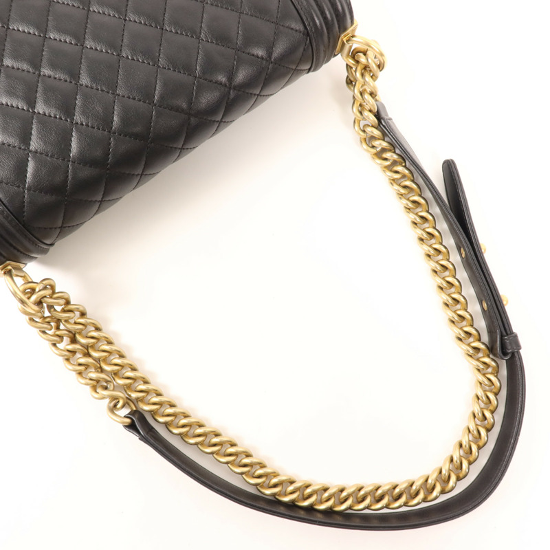 CHANEL 牛皮皮革Boy 25金扣肩背袋-4
