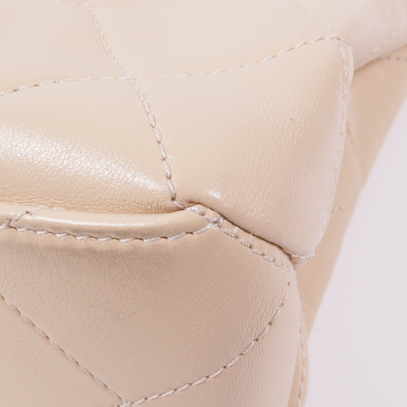 CHANEL 牛皮皮革Chain Shoulder金扣鏈帶肩背袋-7