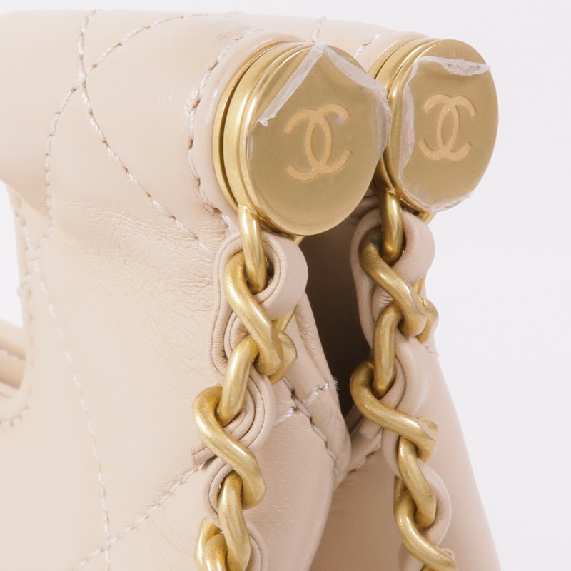 CHANEL 牛皮皮革Chain Shoulder金扣鏈帶肩背袋-10