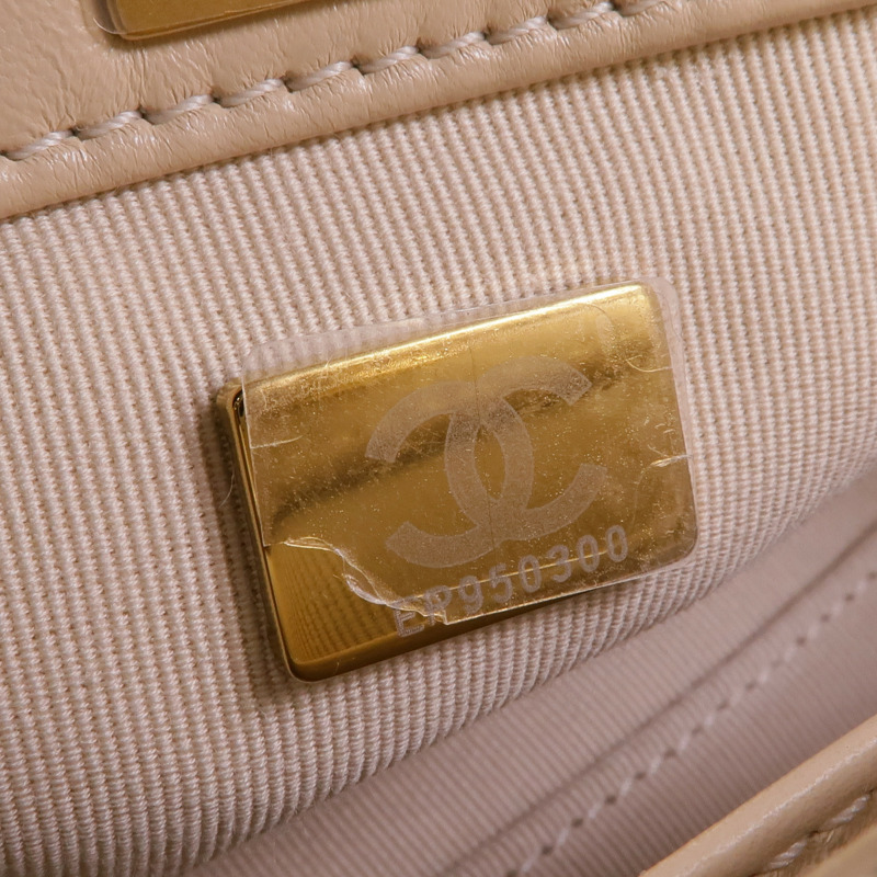 CHANEL 牛皮皮革Chain Shoulder金扣鏈帶肩背袋-14