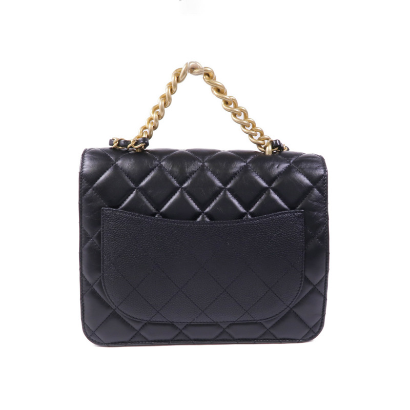 CHANEL 牛皮皮革Chain Shoulder金扣鏈帶肩背袋-1