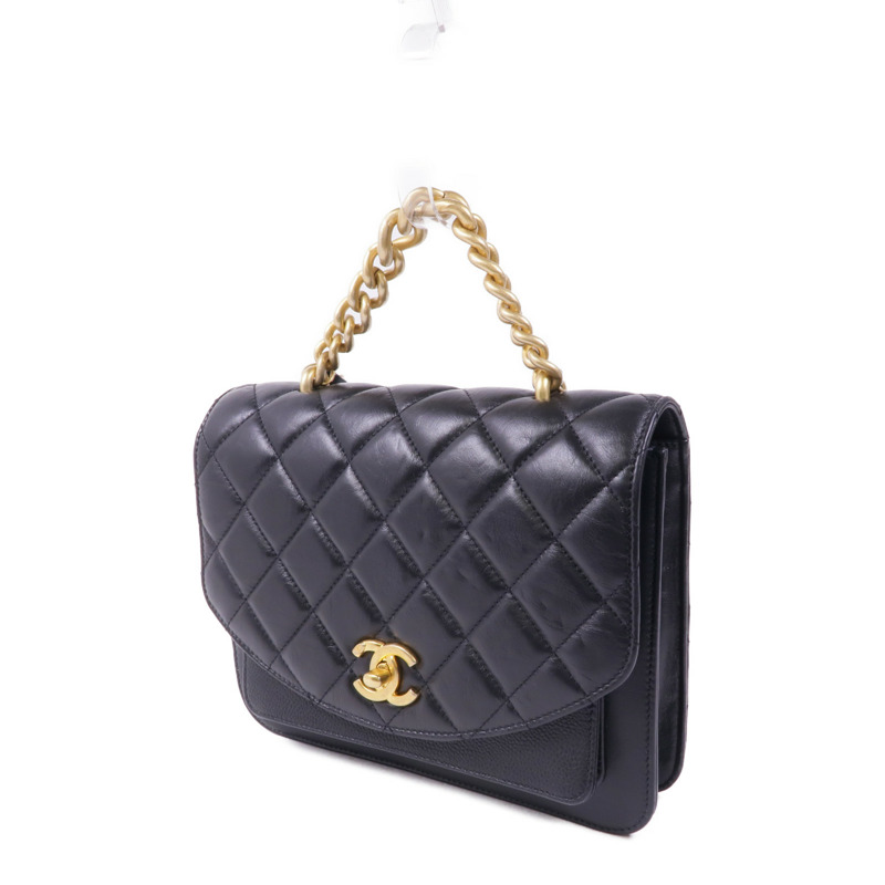 CHANEL 牛皮皮革Chain Shoulder金扣鏈帶肩背袋-2