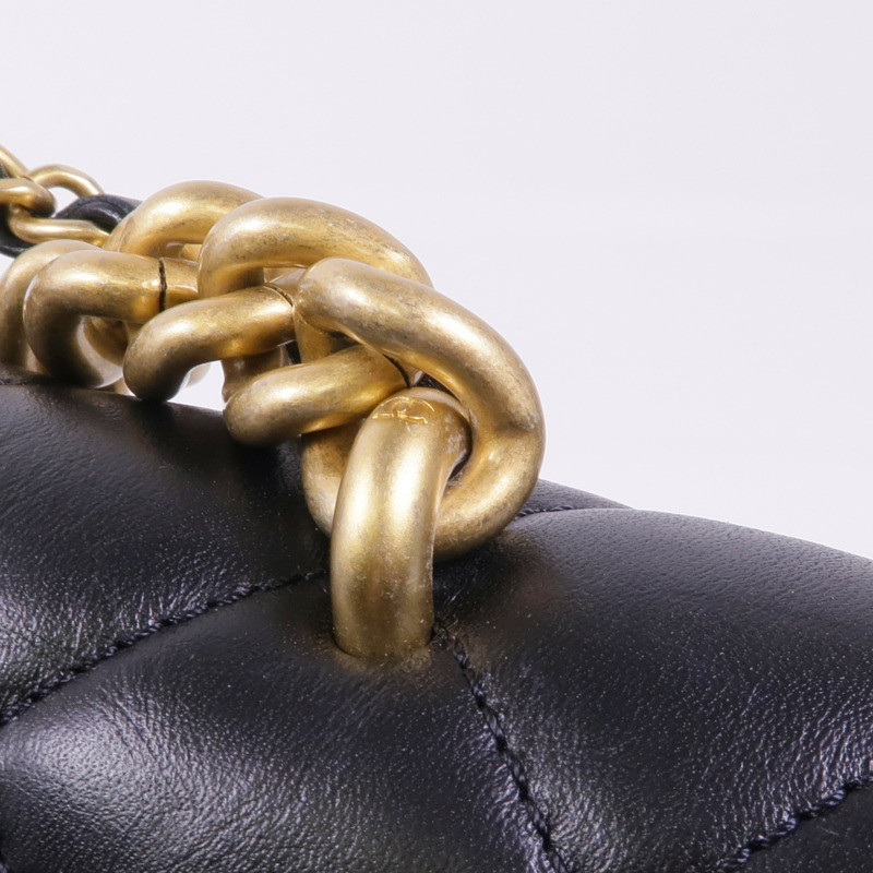 CHANEL 牛皮皮革Chain Shoulder金扣鏈帶肩背袋-9