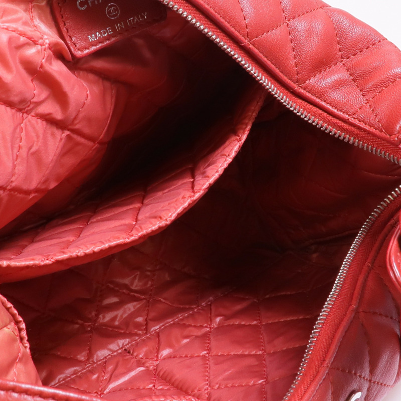CHANEL 羊皮皮革Handbag銀扣手挽袋-11