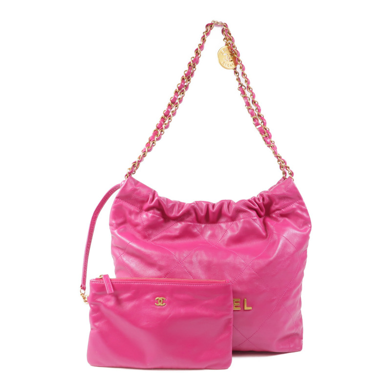 CHANEL 牛皮皮革Chanel 22 Small金扣鏈帶肩背袋-17
