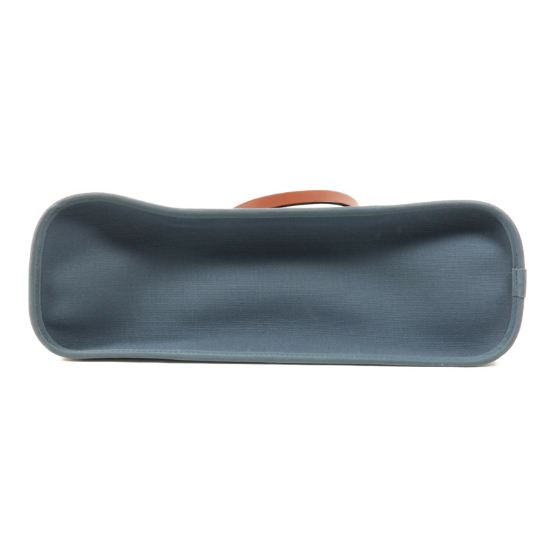 HERMES 帆布Cabag 32銀扣手挽肩背兩用袋Bleu Tempete-2