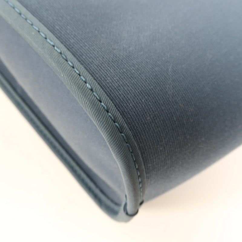 HERMES 帆布Cabag 32銀扣手挽肩背兩用袋Bleu Tempete-4