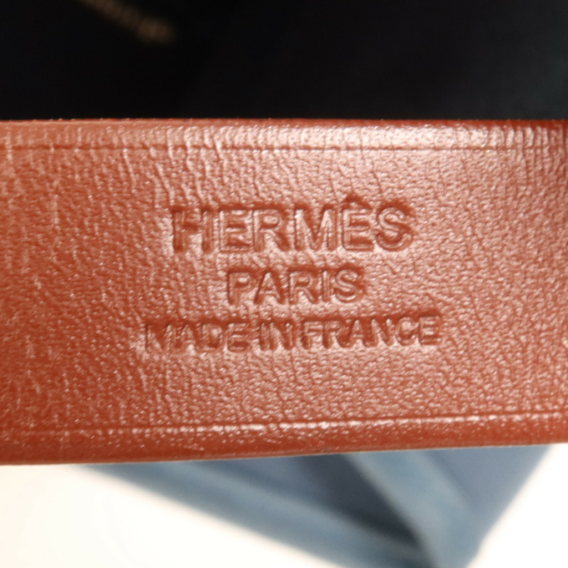 HERMES 帆布Cabag 32銀扣手挽肩背兩用袋Bleu Tempete-9