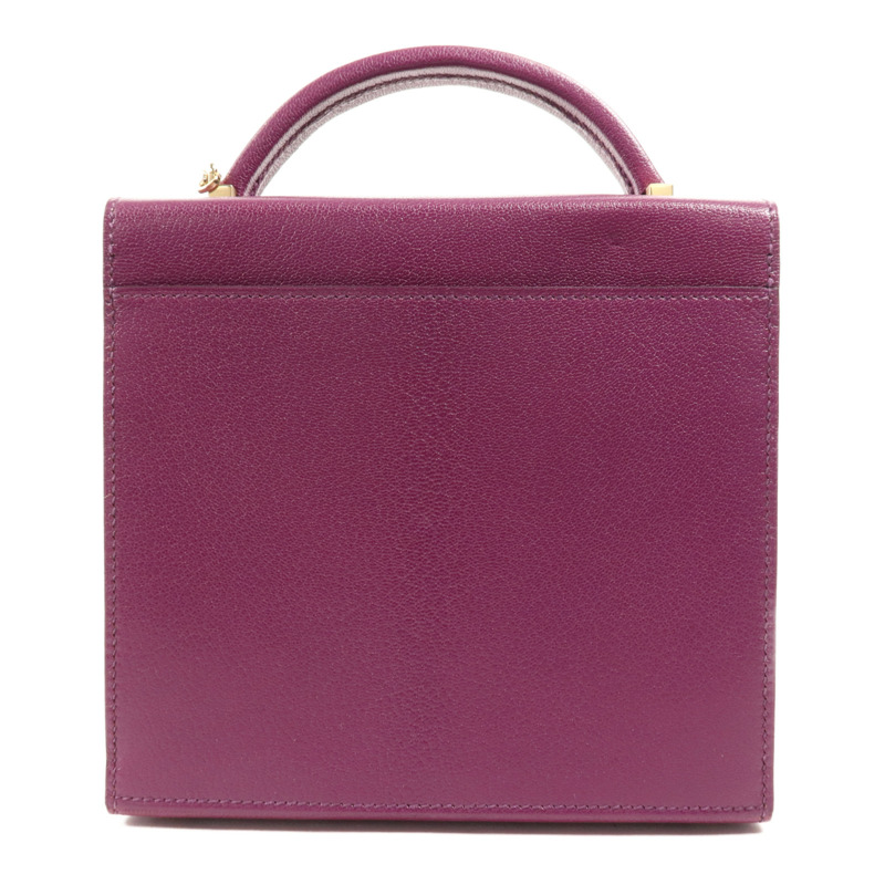 HERMES Chevre皮革Cinhetic Box銀扣手挽肩背兩用袋Anemone-1