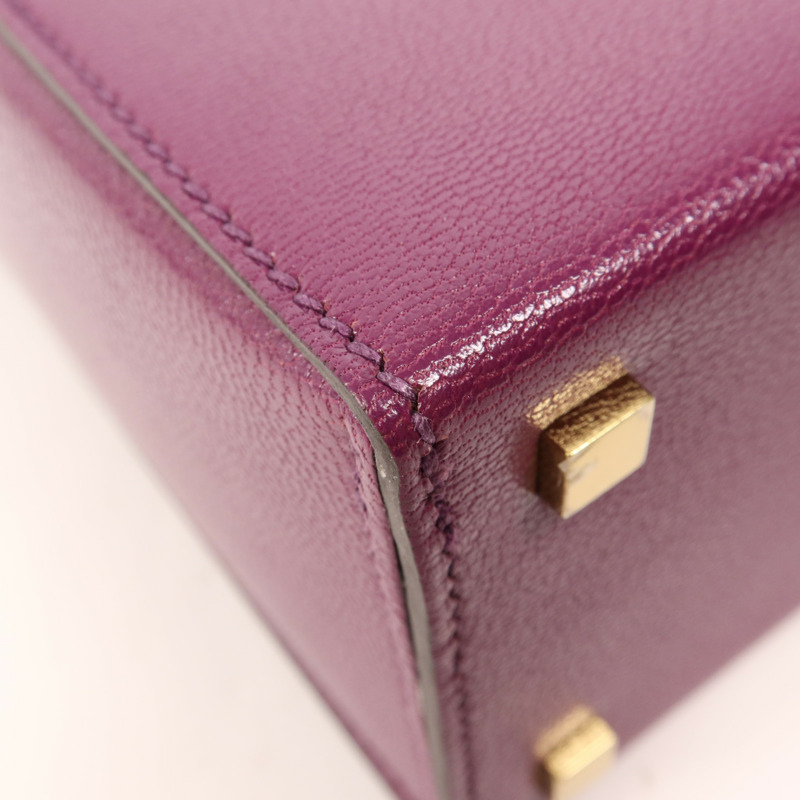HERMES Chevre皮革Cinhetic Box銀扣手挽肩背兩用袋Anemone-6