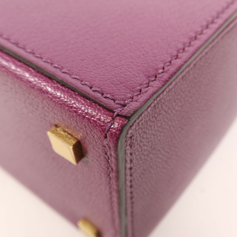 HERMES Chevre皮革Cinhetic Box銀扣手挽肩背兩用袋Anemone-7