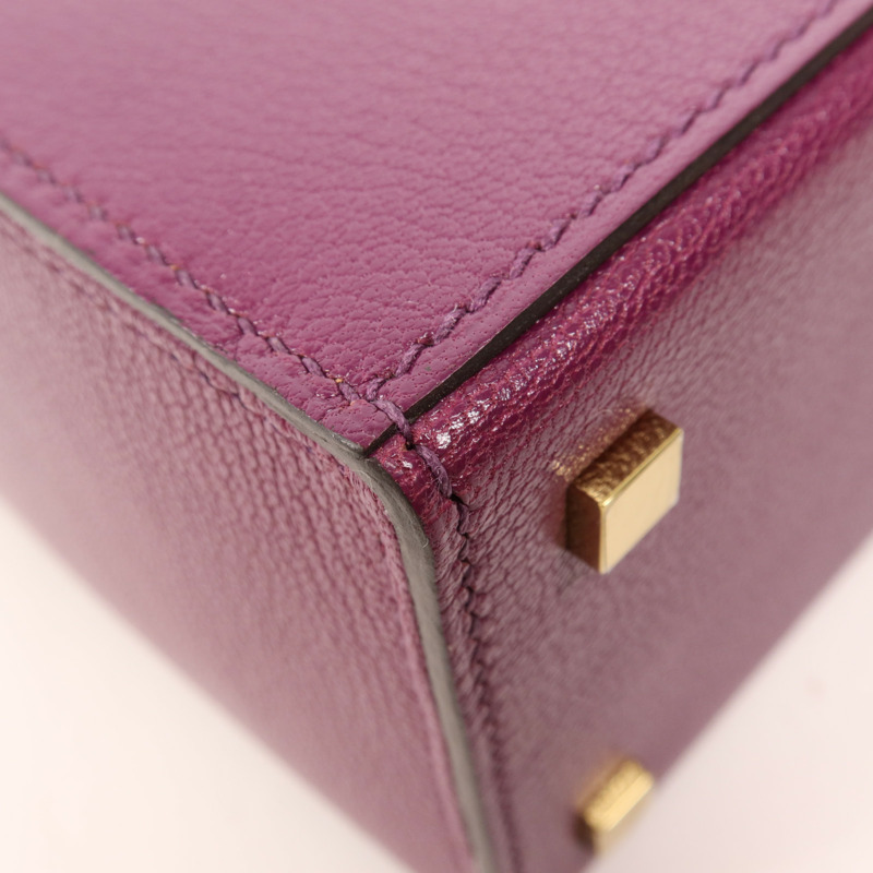 HERMES Chevre皮革Cinhetic Box銀扣手挽肩背兩用袋Anemone-8