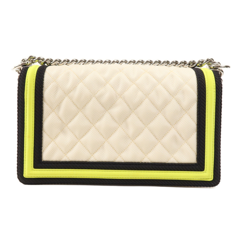 CHANEL 帆布Boy 25銀扣肩背袋-1