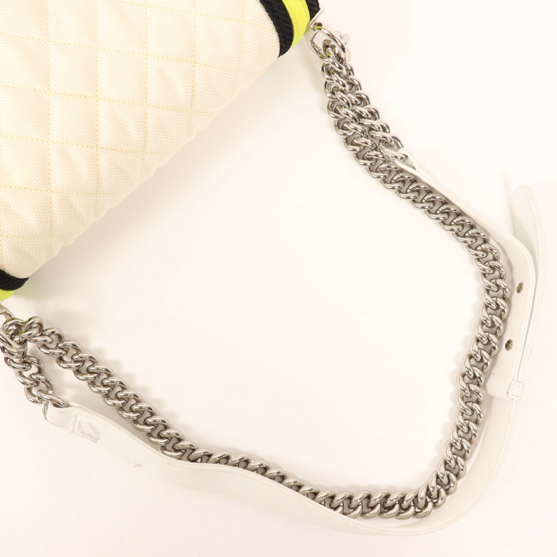 CHANEL 帆布Boy 25銀扣肩背袋-4