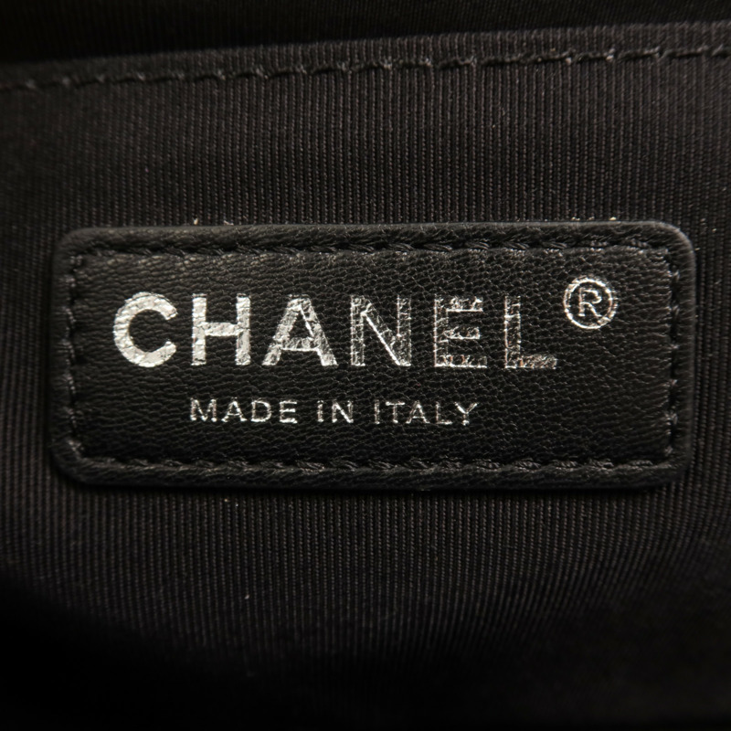 CHANEL 帆布Boy 25銀扣肩背袋-10