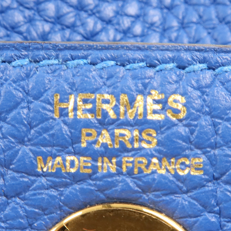 HERMES Clemence皮革Mini Lindy金扣手挽肩背兩用袋Bleu France-11
