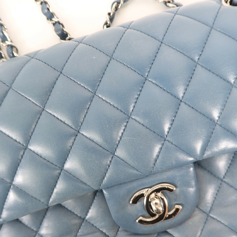 CHANEL 羊皮皮革Classic 25銀扣鏈帶肩背袋-17