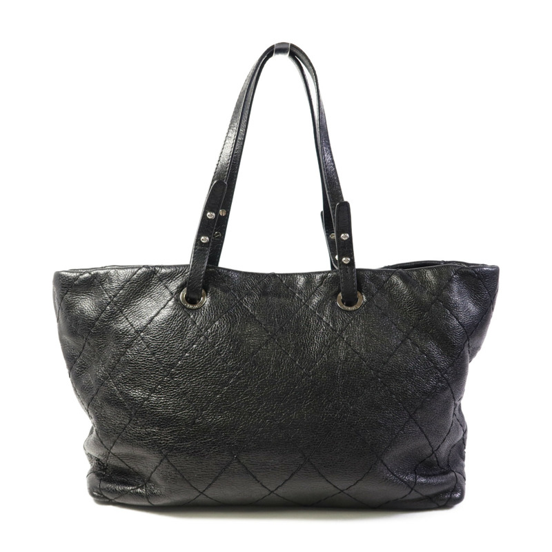 CHANEL 牛皮皮革Tote Bag銀扣肩背袋-1
