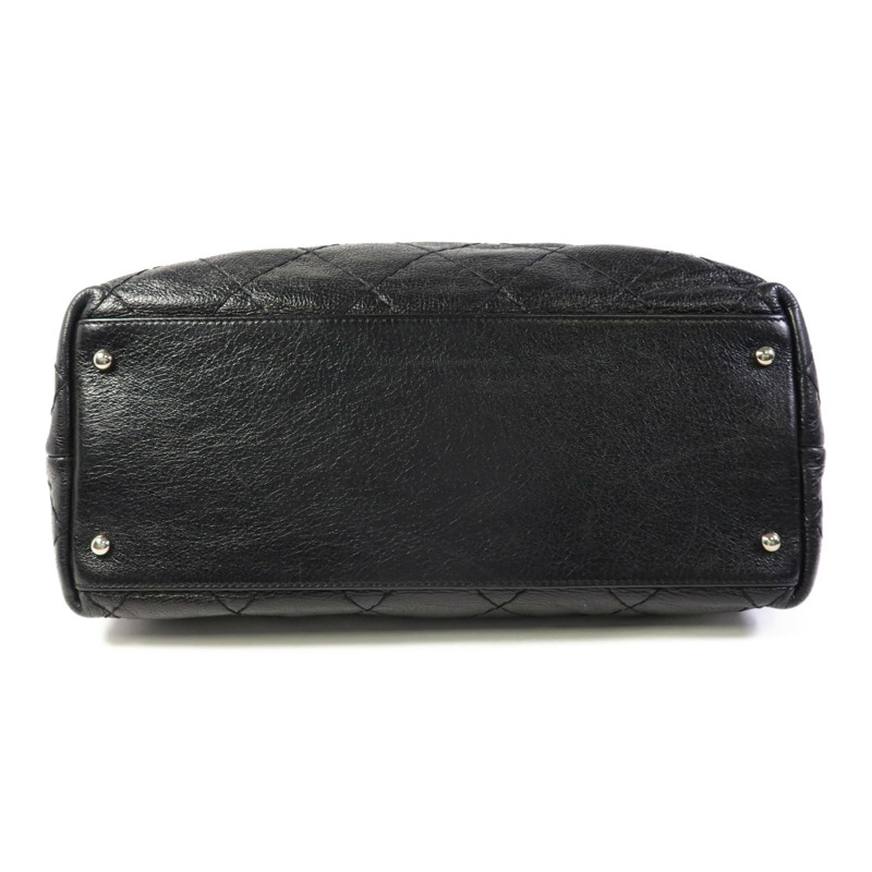 CHANEL 牛皮皮革Tote Bag銀扣肩背袋-3