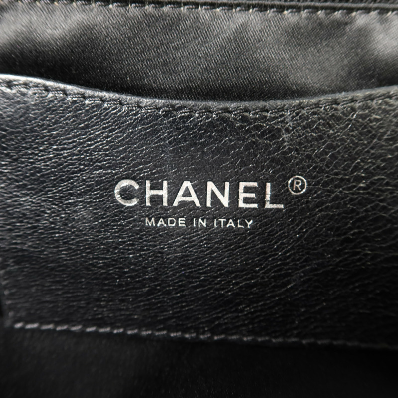 CHANEL 牛皮皮革Tote Bag銀扣肩背袋-6