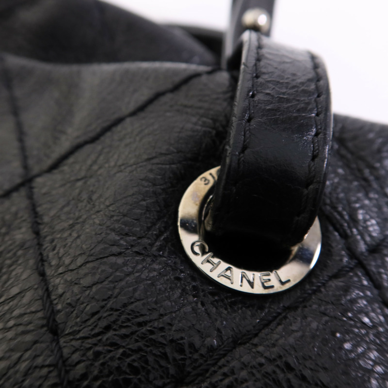 CHANEL 牛皮皮革Tote Bag銀扣肩背袋-11