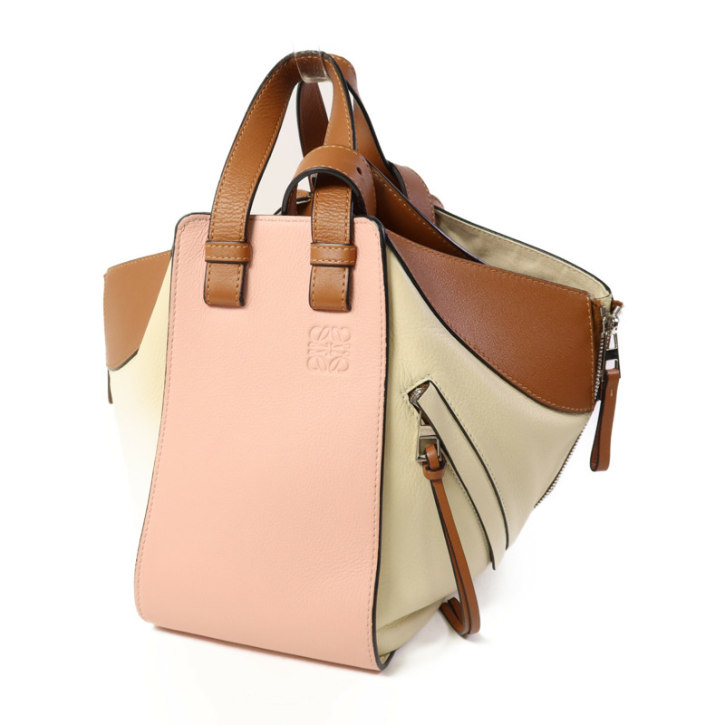 LOEWE 牛皮皮革Hammock Small Bag銀扣手挽肩背兩用袋-2